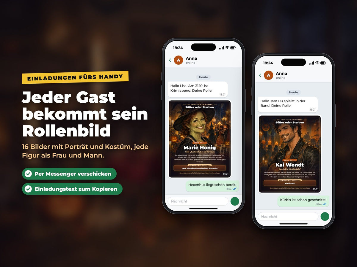 Einladungen fürs Handy mit Rollenbild